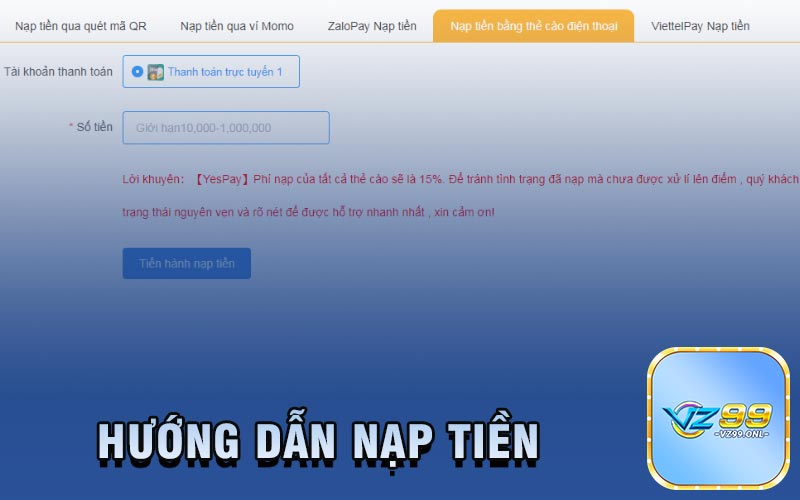Hướng Dẫn Nạp Tiền VZ99